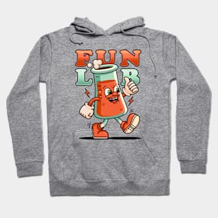 Fun lab, cute retro beaker mascot walking around Hoodie